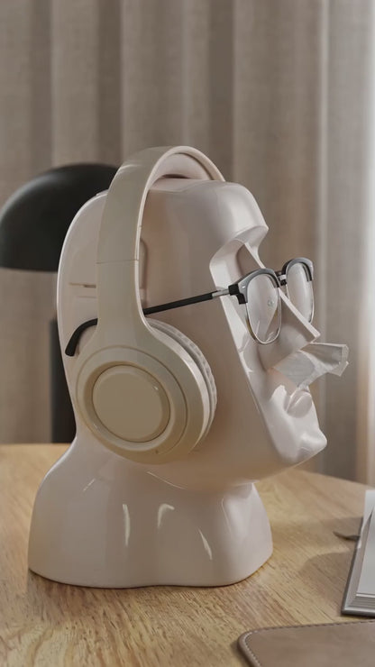 Figura decorativa Moai multifuncional: portarrollos, soporte para gafas y auriculares